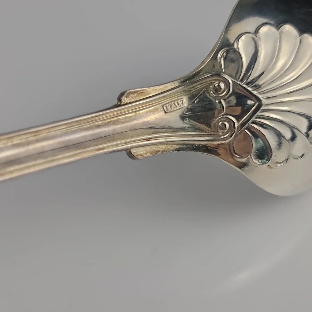 Sheffield Silver Co Kings Pattern Silverplate Salad Serving Spoon Fork Italy